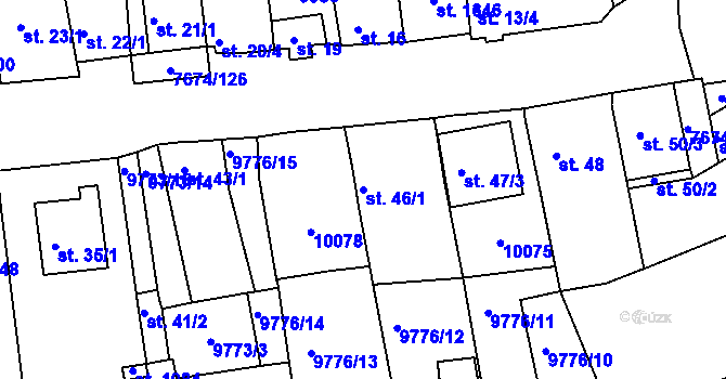 Parcela st. 46/1 v KÚ Dolní Dunajovice, Katastrální mapa