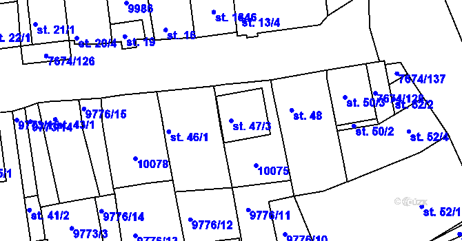 Parcela st. 47/3 v KÚ Dolní Dunajovice, Katastrální mapa
