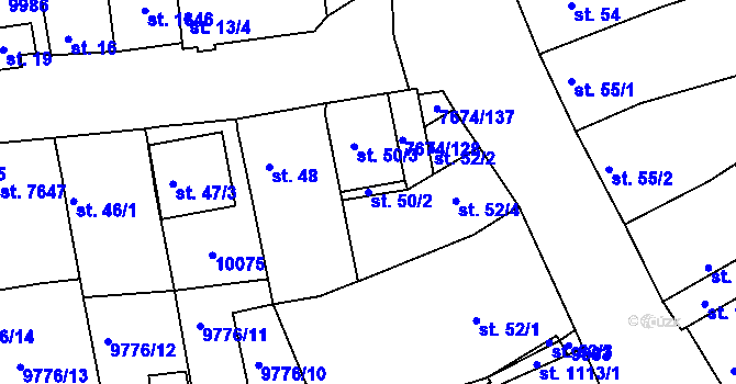 Parcela st. 50/2 v KÚ Dolní Dunajovice, Katastrální mapa