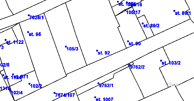 Parcela st. 92 v KÚ Dolní Dunajovice, Katastrální mapa