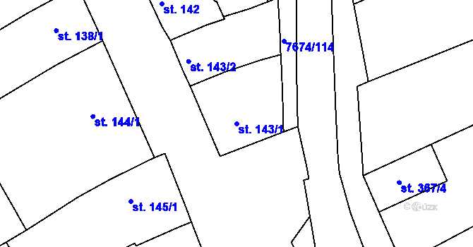 Parcela st. 143/1 v KÚ Dolní Dunajovice, Katastrální mapa