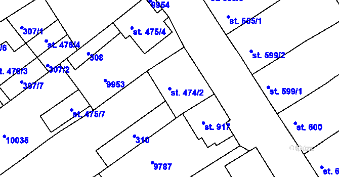 Parcela st. 474/2 v KÚ Dolní Dunajovice, Katastrální mapa