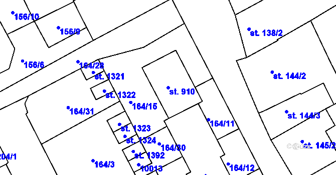 Parcela st. 910 v KÚ Dolní Dunajovice, Katastrální mapa