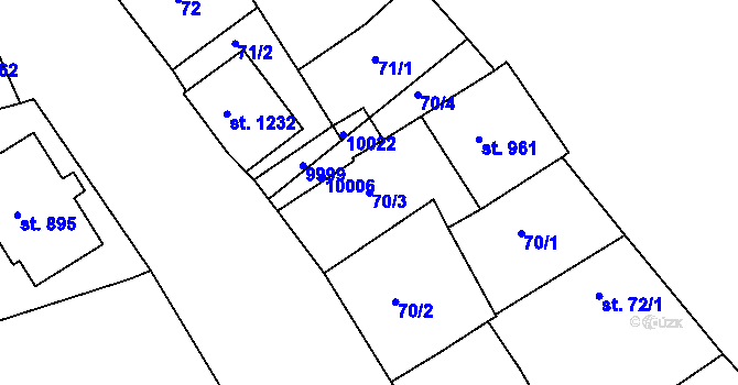 Parcela st. 70/3 v KÚ Dolní Dunajovice, Katastrální mapa