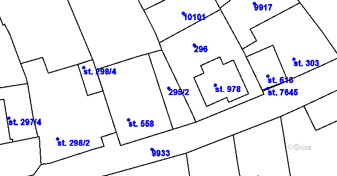 Parcela st. 295/2 v KÚ Dolní Dunajovice, Katastrální mapa