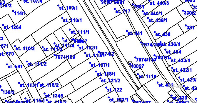 Parcela st. 7674/2 v KÚ Dolní Dunajovice, Katastrální mapa