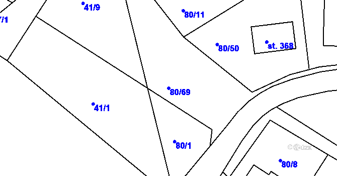 Parcela st. 80/69 v KÚ Dolní Dvořiště, Katastrální mapa