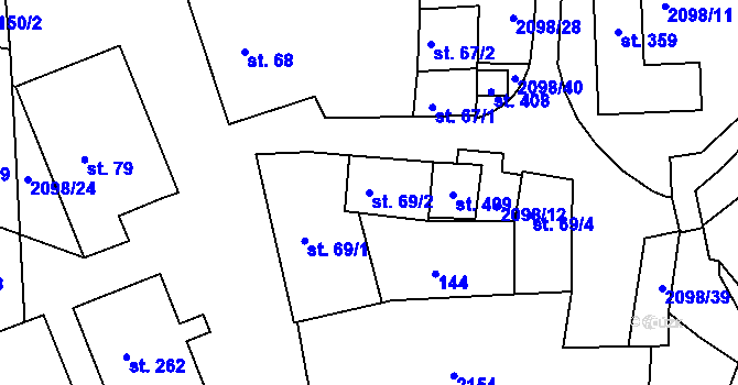 Parcela st. 69/2 v KÚ Dolní Dvořiště, Katastrální mapa