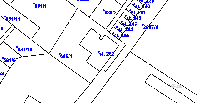 Parcela st. 252 v KÚ Dolní Dvořiště, Katastrální mapa