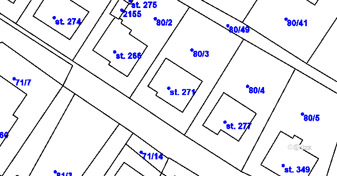 Parcela st. 271 v KÚ Dolní Dvořiště, Katastrální mapa