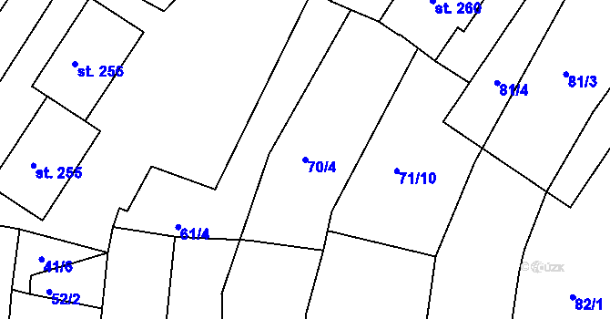 Parcela st. 70/4 v KÚ Dolní Dvořiště, Katastrální mapa
