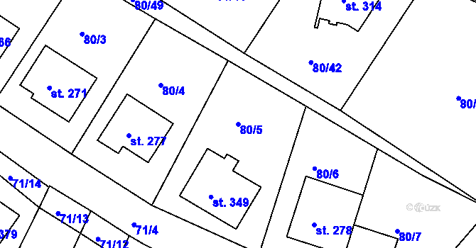 Parcela st. 80/5 v KÚ Dolní Dvořiště, Katastrální mapa