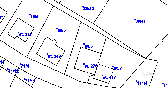Parcela st. 80/6 v KÚ Dolní Dvořiště, Katastrální mapa