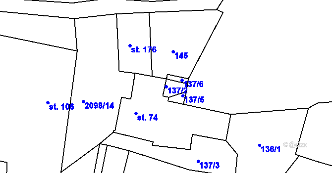 Parcela st. 137/2 v KÚ Dolní Dvořiště, Katastrální mapa