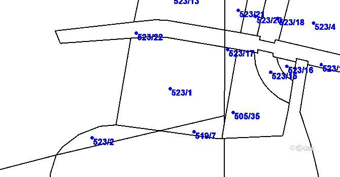 Parcela st. 523/1 v KÚ Dolní Dvořiště, Katastrální mapa