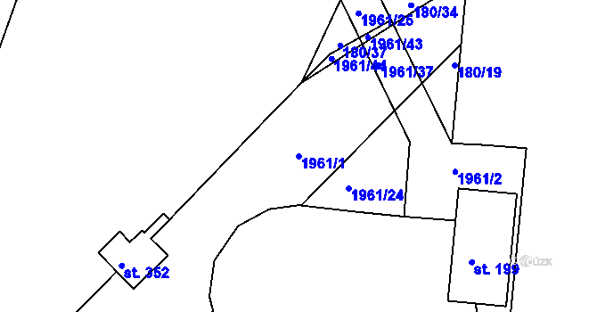 Parcela st. 1961/1 v KÚ Dolní Dvořiště, Katastrální mapa