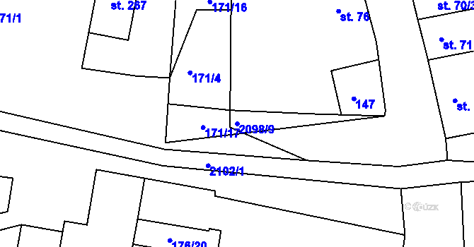 Parcela st. 2098/9 v KÚ Dolní Dvořiště, Katastrální mapa