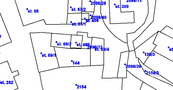 Parcela st. 2098/12 v KÚ Dolní Dvořiště, Katastrální mapa