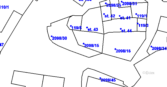 Parcela st. 2098/15 v KÚ Dolní Dvořiště, Katastrální mapa