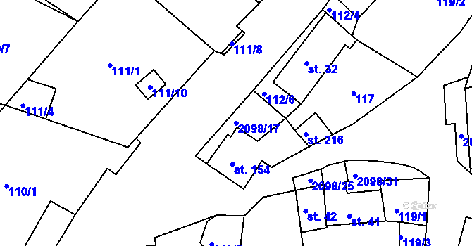 Parcela st. 2098/17 v KÚ Dolní Dvořiště, Katastrální mapa