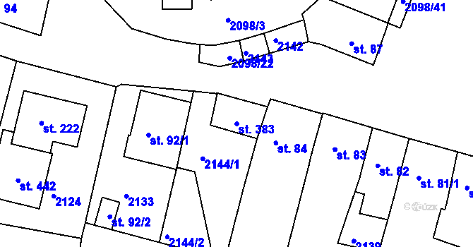 Parcela st. 383 v KÚ Dolní Dvořiště, Katastrální mapa