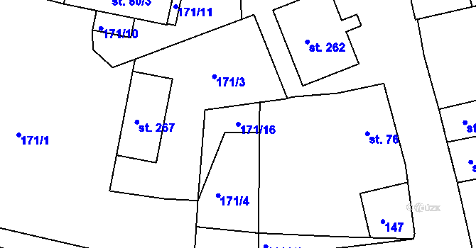 Parcela st. 171/16 v KÚ Dolní Dvořiště, Katastrální mapa