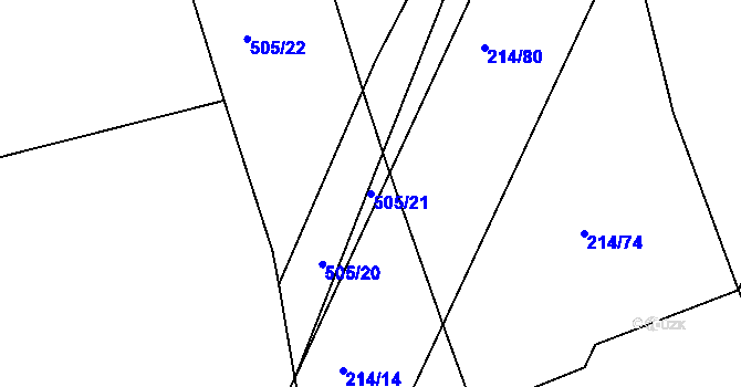 Parcela st. 505/21 v KÚ Dolní Dvořiště, Katastrální mapa