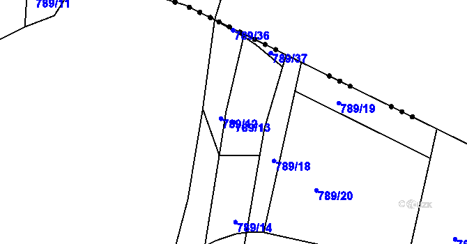 Parcela st. 789/13 v KÚ Dolní Dvořiště, Katastrální mapa