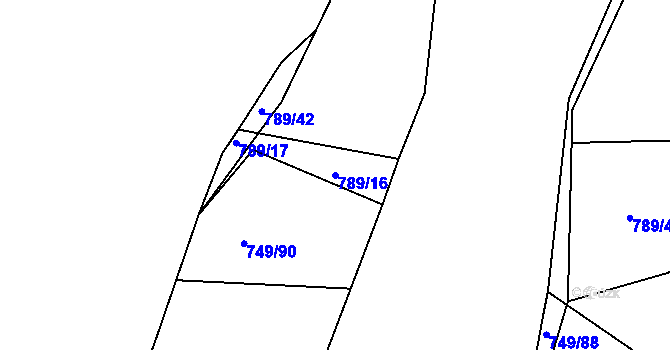 Parcela st. 789/16 v KÚ Dolní Dvořiště, Katastrální mapa
