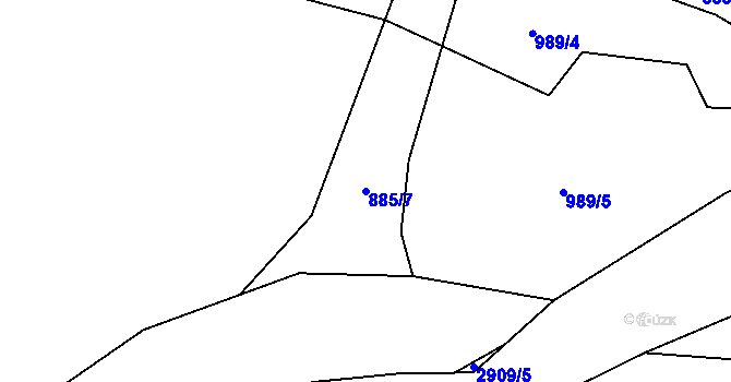 Parcela st. 885/7 v KÚ Jenín, Katastrální mapa