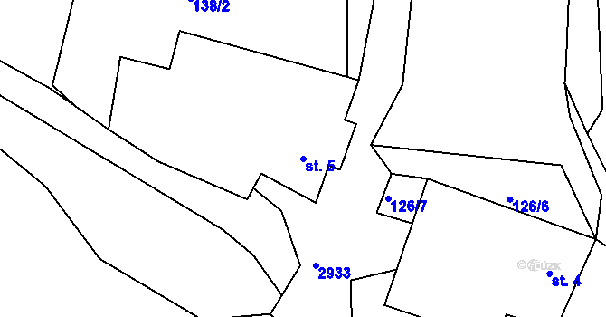 Parcela st. 5 v KÚ Jenín, Katastrální mapa