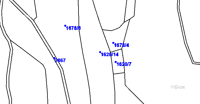 Parcela st. 1620/14 v KÚ Jenín, Katastrální mapa