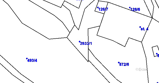 Parcela st. 2933/1 v KÚ Jenín, Katastrální mapa