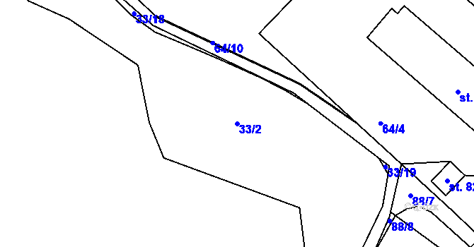 Parcela st. 33/2 v KÚ Rybník u Dolního Dvořiště, Katastrální mapa