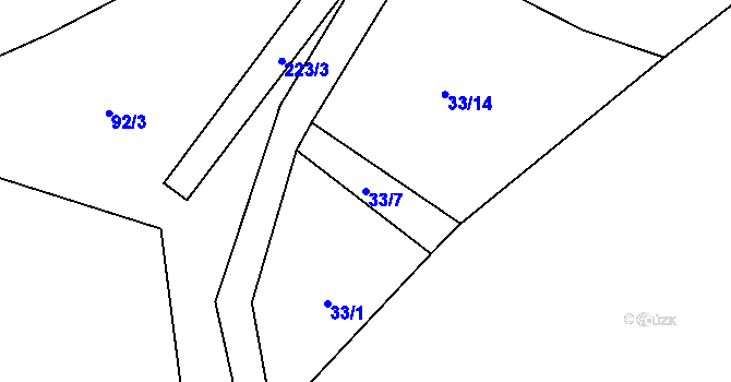 Parcela st. 33/7 v KÚ Rybník u Dolního Dvořiště, Katastrální mapa