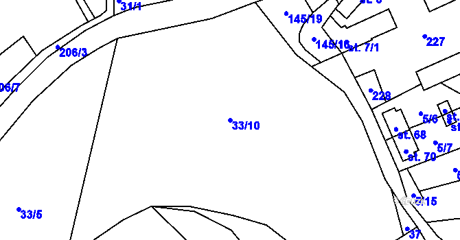 Parcela st. 33/10 v KÚ Rybník u Dolního Dvořiště, Katastrální mapa