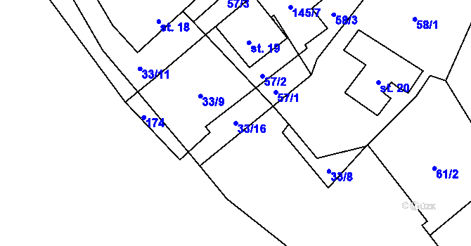 Parcela st. 33/16 v KÚ Rybník u Dolního Dvořiště, Katastrální mapa