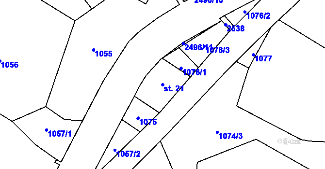 Parcela st. 21 v KÚ Dolní Dvůr, Katastrální mapa