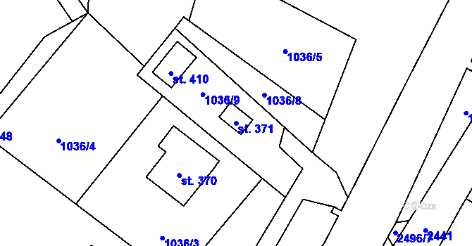 Parcela st. 371 v KÚ Dolní Dvůr, Katastrální mapa