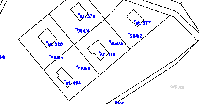 Parcela st. 378 v KÚ Dolní Dvůr, Katastrální mapa