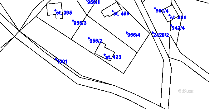 Parcela st. 423 v KÚ Dolní Dvůr, Katastrální mapa