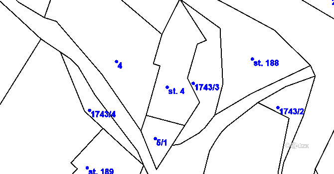 Parcela st. 4 v KÚ Dolní Habartice, Katastrální mapa