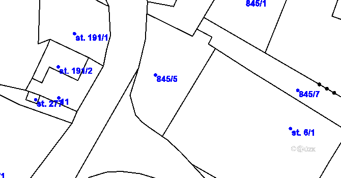 Parcela st. 6/2 v KÚ Dolní Habartice, Katastrální mapa