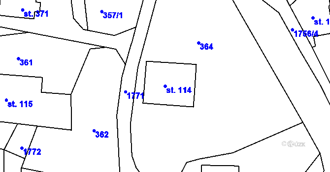 Parcela st. 114 v KÚ Dolní Habartice, Katastrální mapa