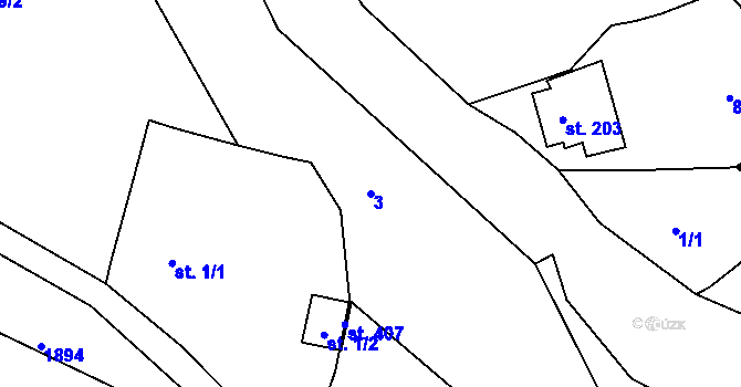 Parcela st. 3 v KÚ Dolní Habartice, Katastrální mapa