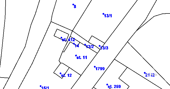 Parcela st. 13/2 v KÚ Dolní Habartice, Katastrální mapa