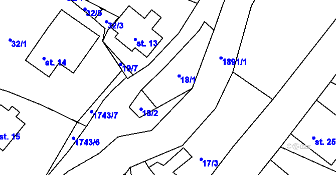 Parcela st. 18 v KÚ Dolní Habartice, Katastrální mapa