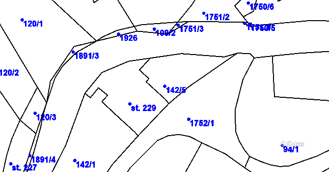 Parcela st. 142/5 v KÚ Dolní Habartice, Katastrální mapa
