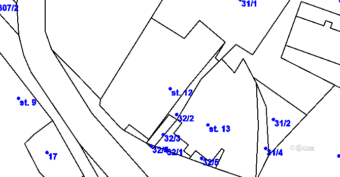 Parcela st. 12 v KÚ Dolní Hbity, Katastrální mapa