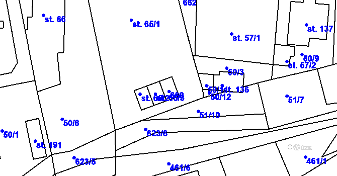 Parcela st. 65/4 v KÚ Dolní Hbity, Katastrální mapa
